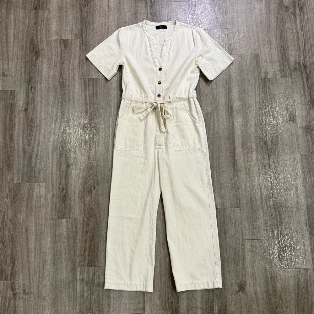 ABLE Shirley Utility Jumpsuit Women Size XS Off White Cowgirl Country Western